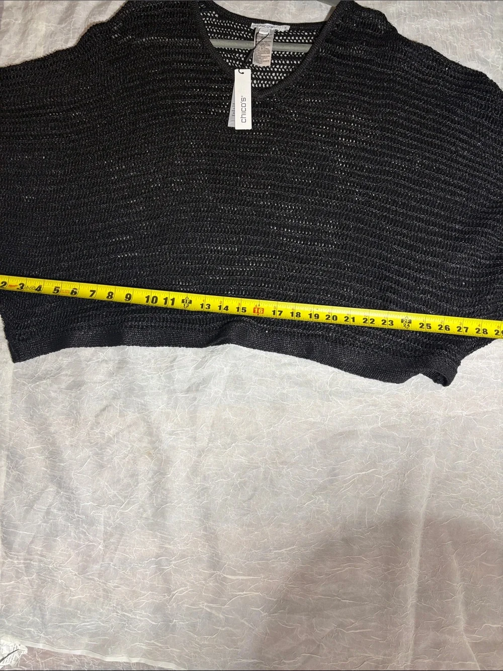 Chico's Black Open Knit V-Neck Sweater - Picture 8 of 9